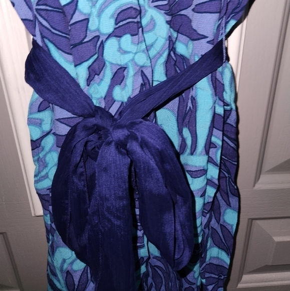 Banana Republic Rayon Lavender/Teal/Bluish Purple Dress Size 8 Easter - Picture 9 of 14